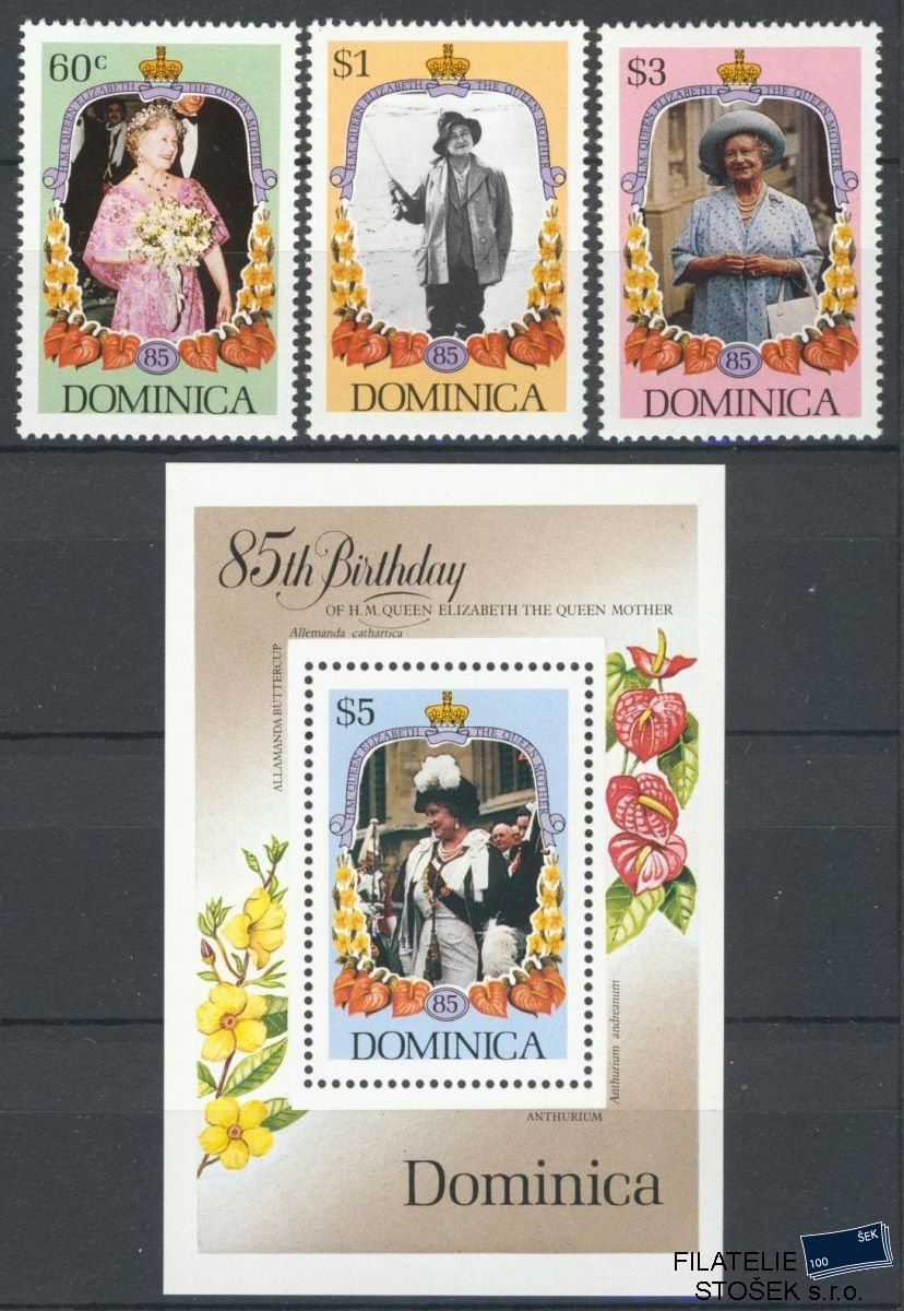 Dominica známky Mi 915-7+Bl.99