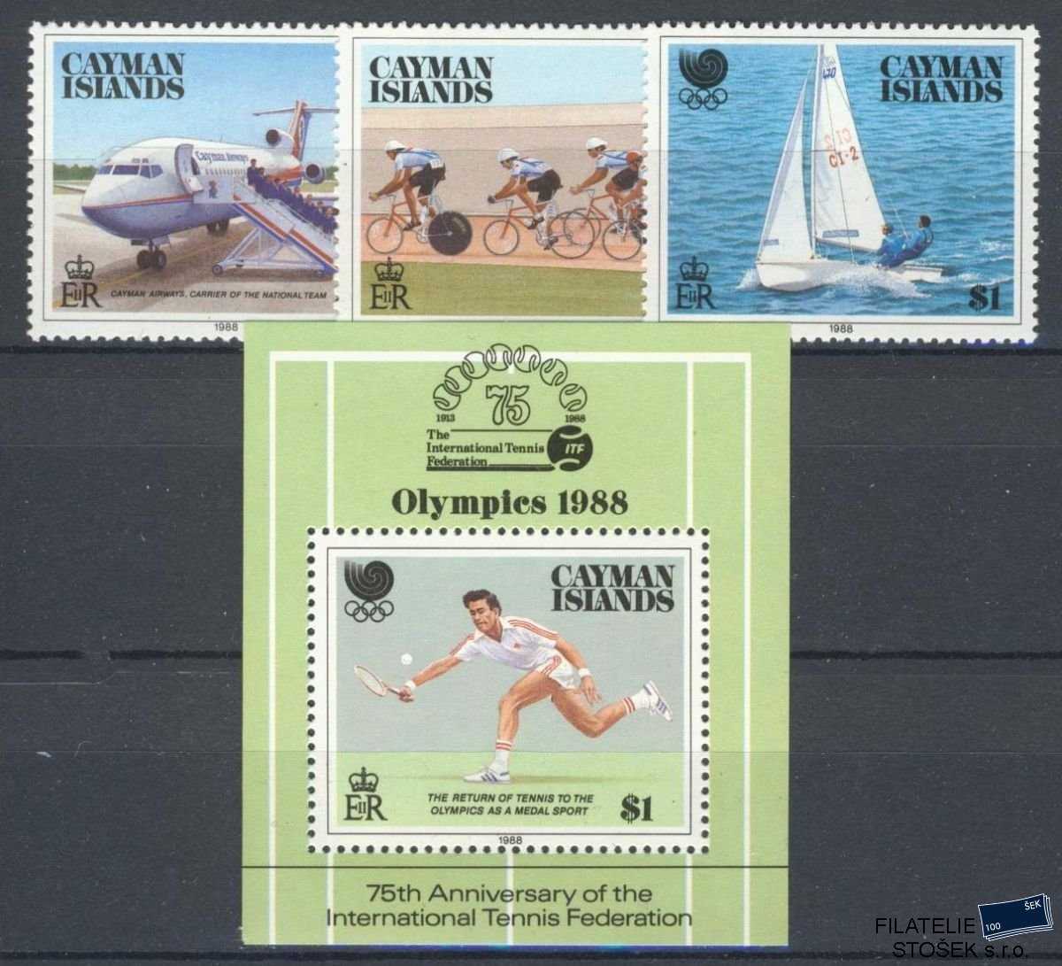 Cayman Islands známky Mi 608-10+Bl.17