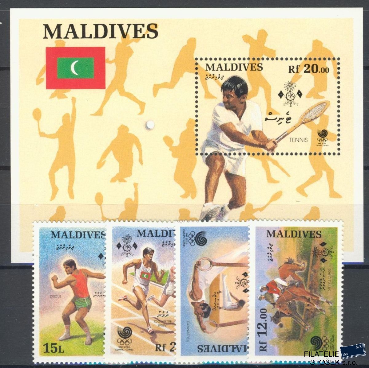 Maldives známky Mi 1307-10+Bl.144