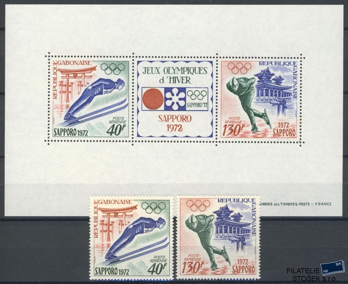 Gabon známky Mi 0454-5+Bl.23