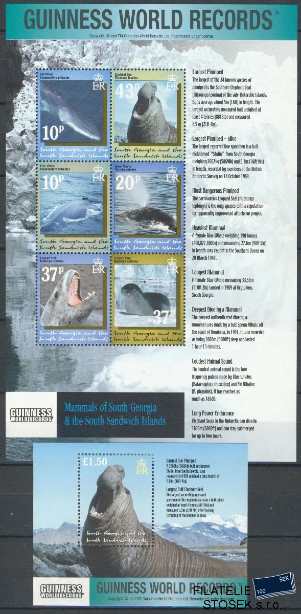 South Georgia & South Sandwich Islands známky Mi 340-46 + Bl 12 - Ryby