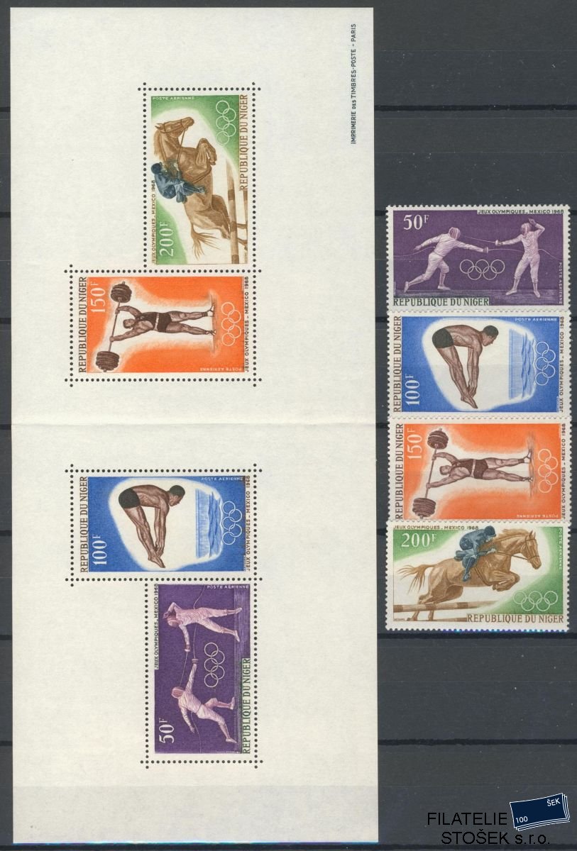 Niger známky Mi 0189-92+Bl.5