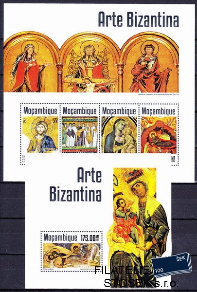 Mocambique známky Mi 7410-3+Bl.922 Byzantší mistři