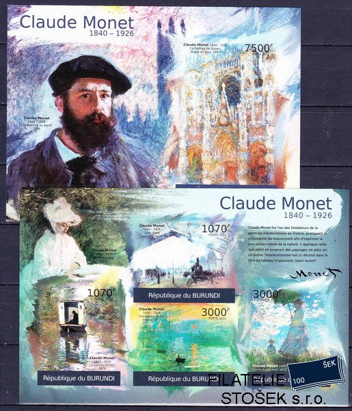 Burundi známky Mi 2355-8+Bl.206 B Claude Monet