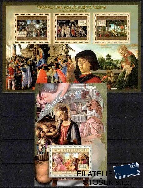 Guinea známky Mi 9657-9+Bl.2190 Italští mistři - Sandro Botticelli