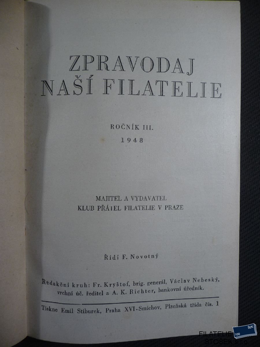 Časopisy Zpravodaj naší filatelie 1948