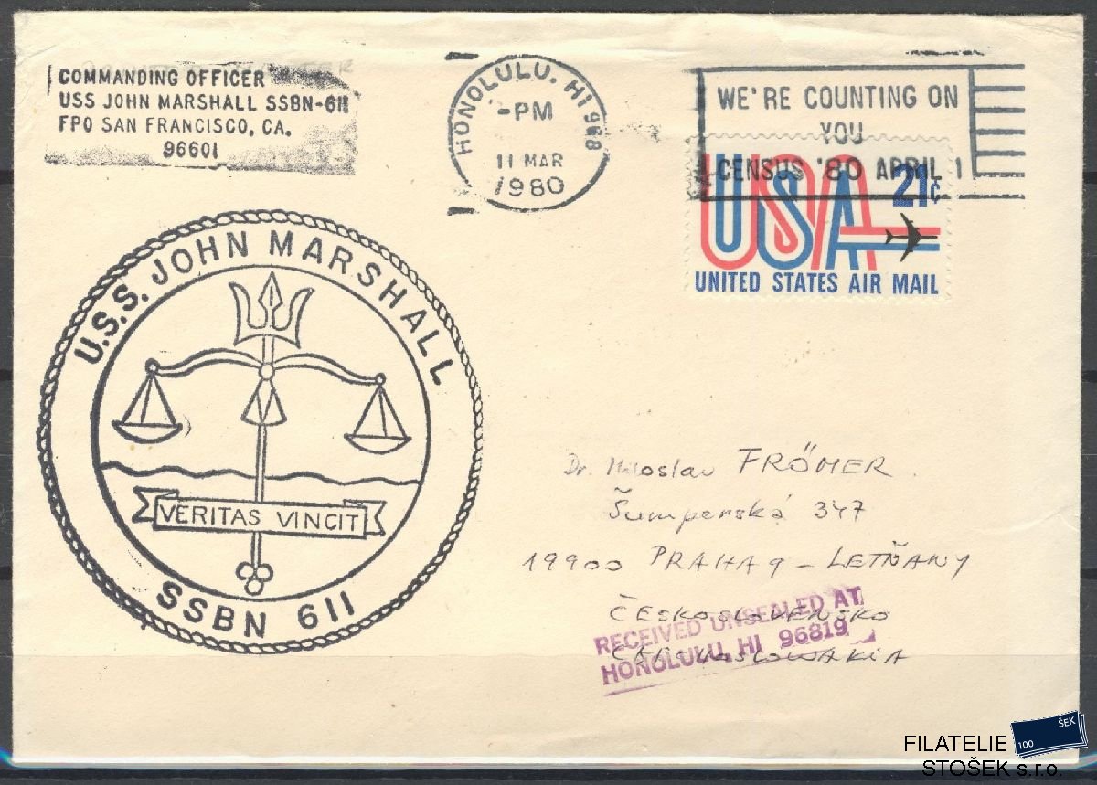 Lodní pošta celistvosti - USA - USS John Marshall