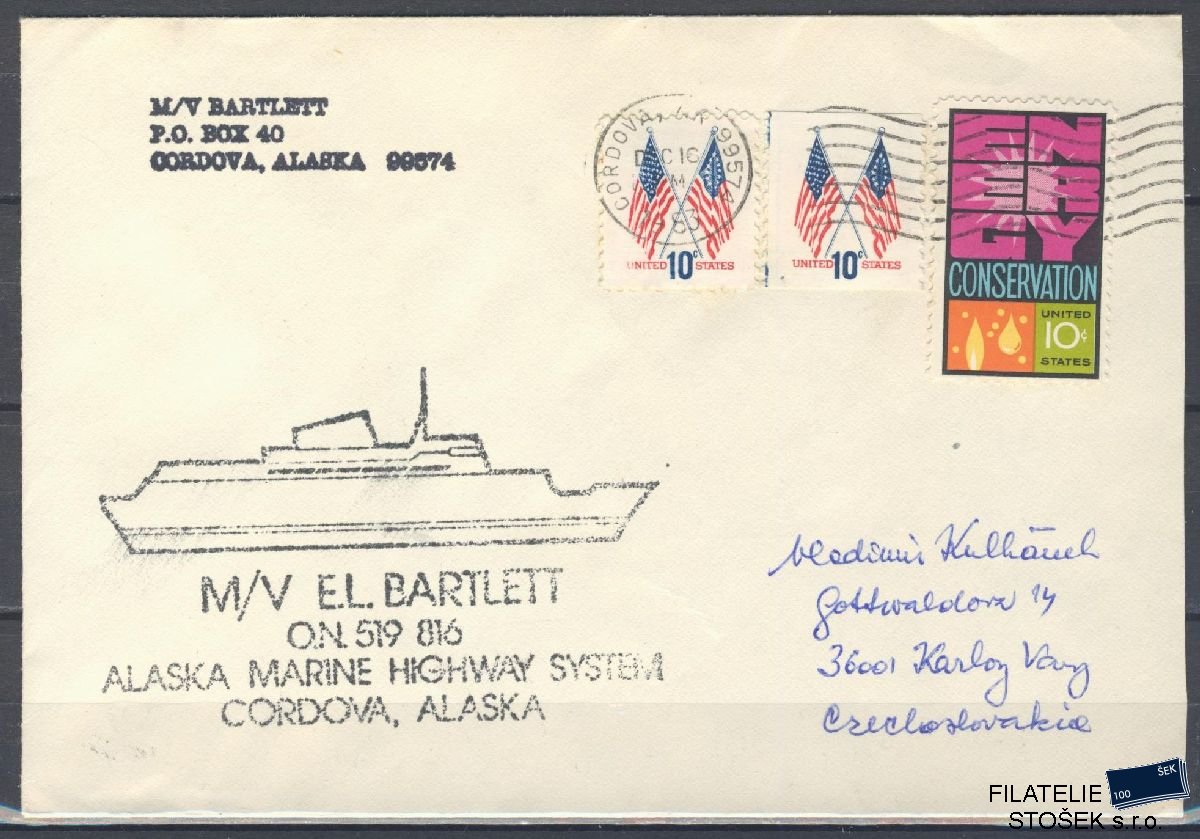 Lodní pošta celistvosti - USA - USS M/V Bartlet