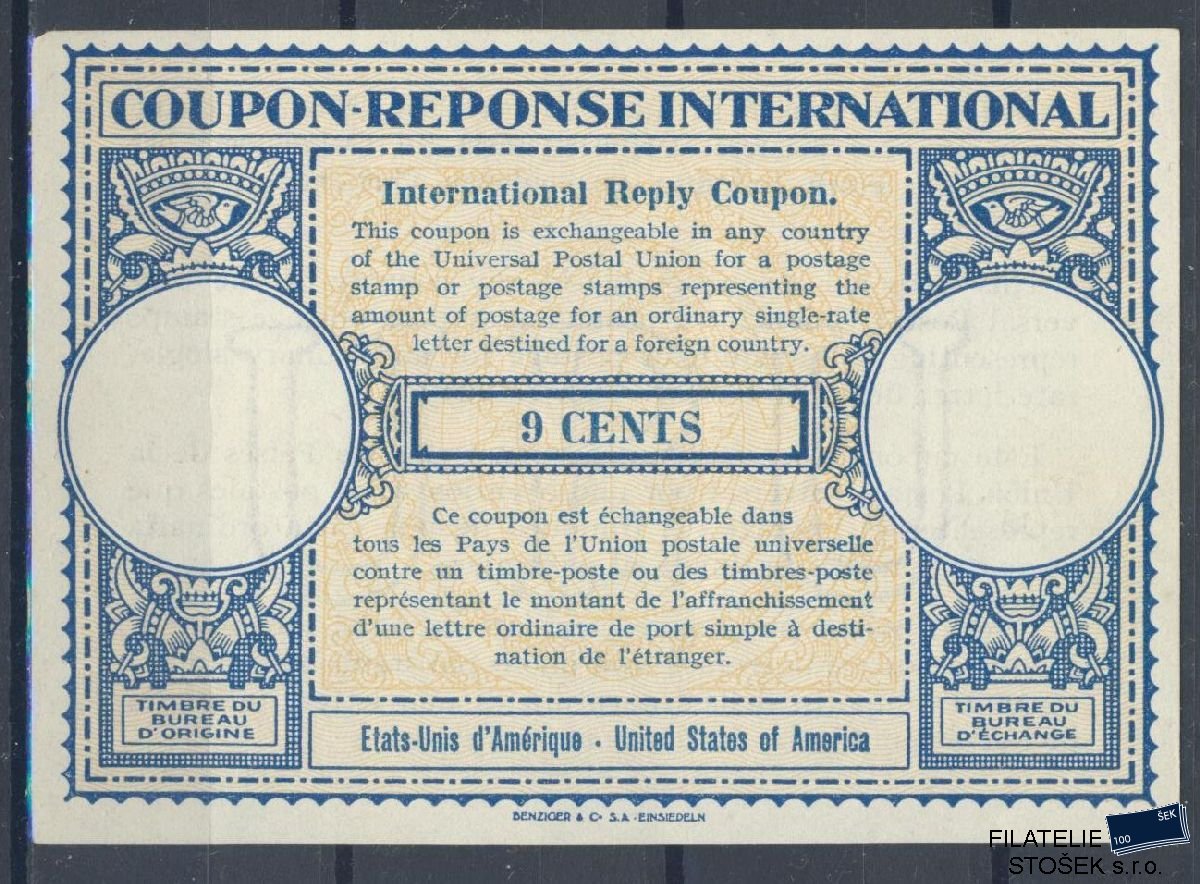 USA celistvosti - Cupon Reponse 9 Cents