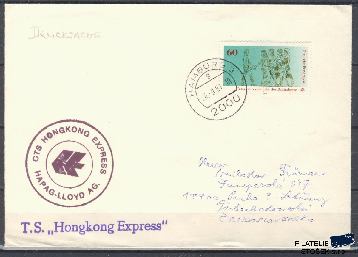 Lodní pošta celistvosti - Deutsche Schifpost - MS Hong Kong Express