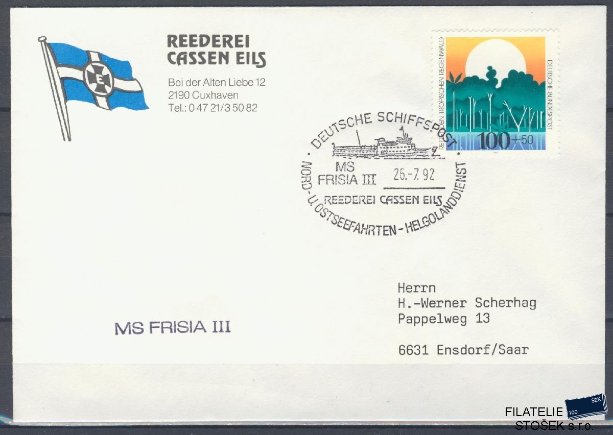 Lodní pošta celistvosti - Deutsche Schifpost - Frisia III