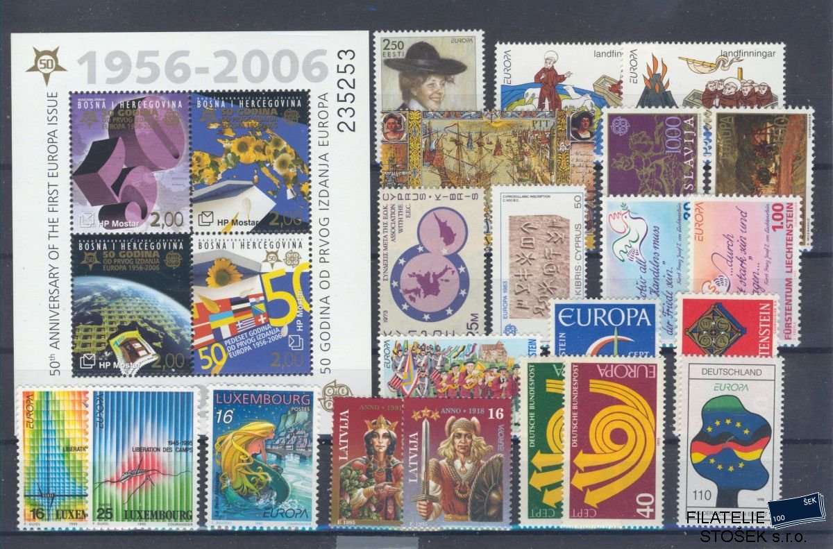 Evropa-Cept známky - sestava známek na kartičce A 5