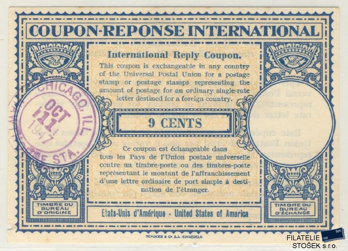 ČSR I celistvosti - Coupon Reponse International 9 Cents