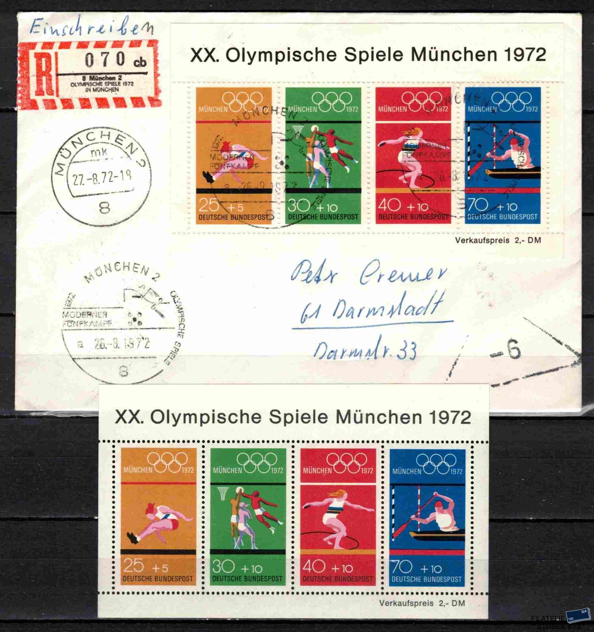 Bundes známky Mi 734-7 - Bl.8 + FDC