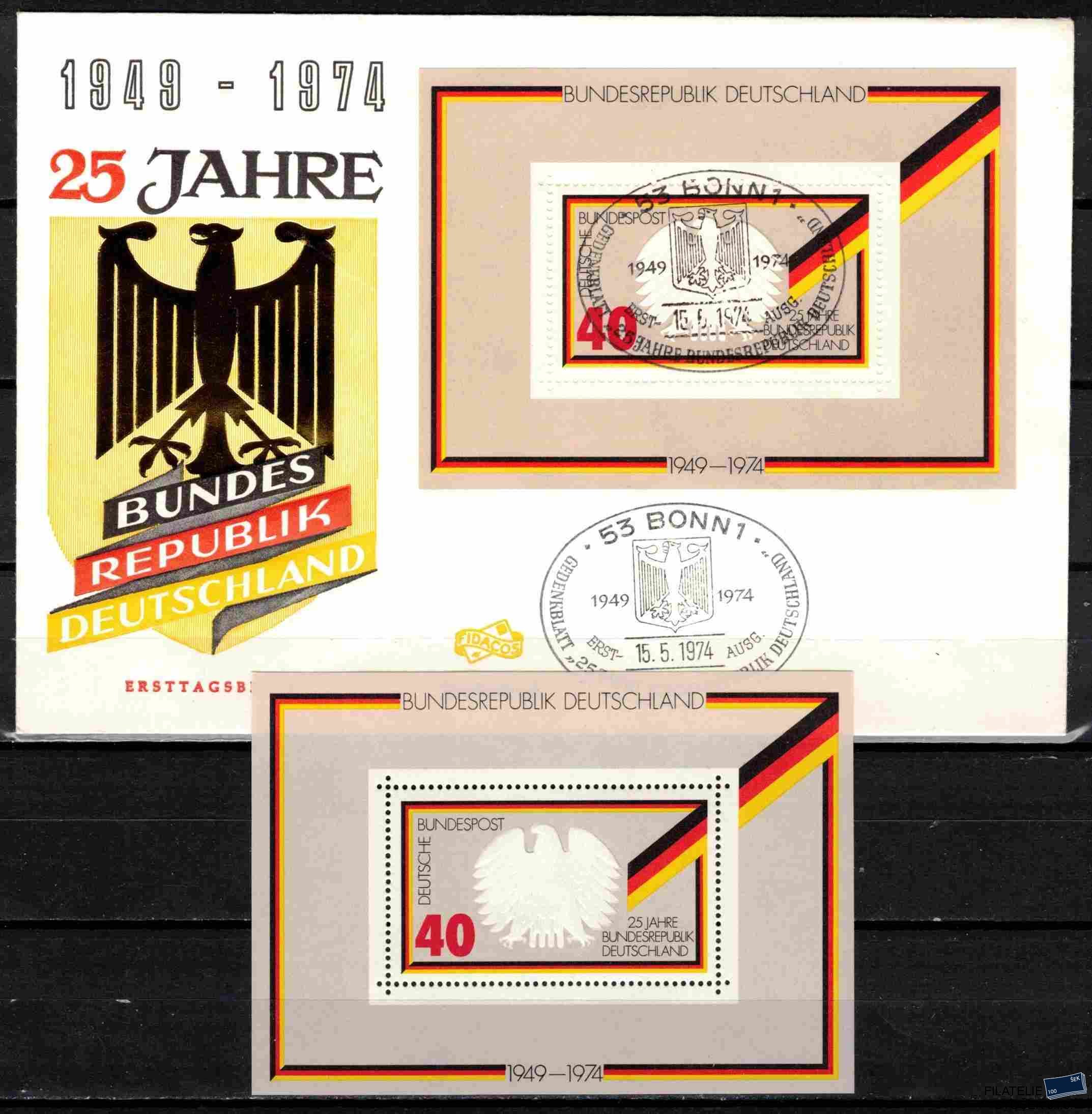 Bundes známky Mi 807 - Bl.10 + FDC