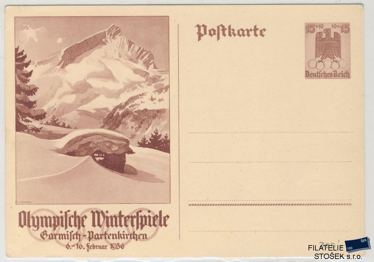 Deutsches Reich celistvosti - Postkarte Olympische Winterspiele