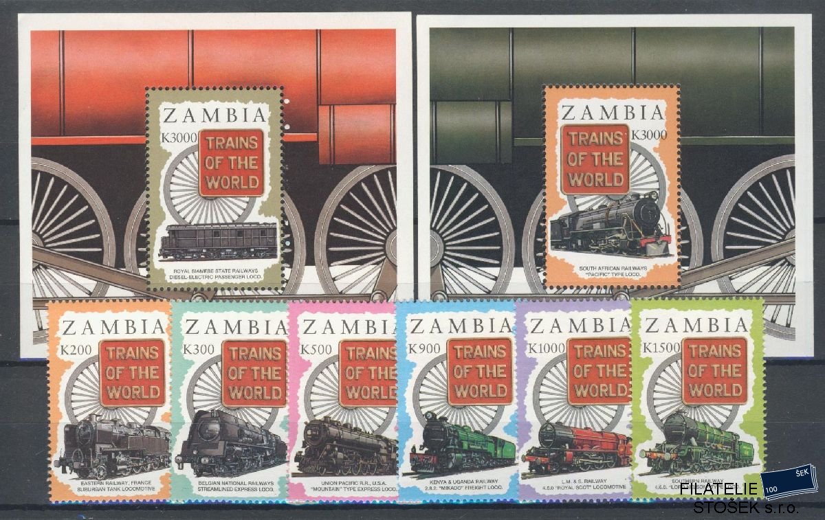 Zambia známky Mi 692-97 + Bl 25-26