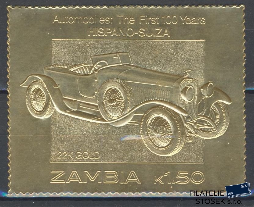 Zambia známky Mi 100 let Automobilu - 22K Gold - Hispano Suiza