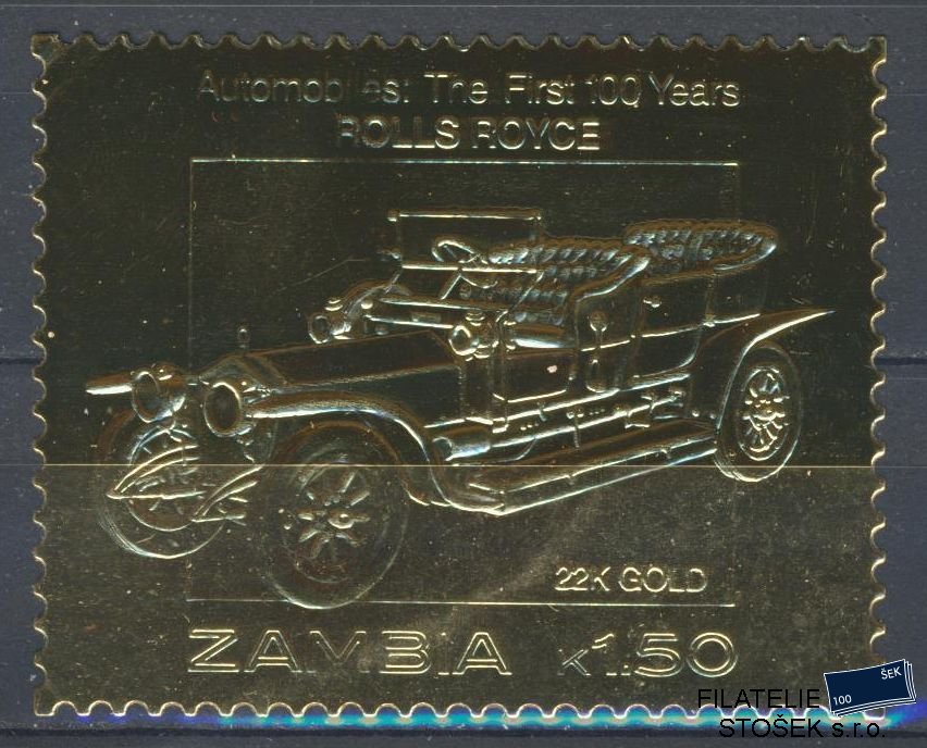 Zambia známky Mi 100 let Automobilu - 22K Gold - Rolls Royce