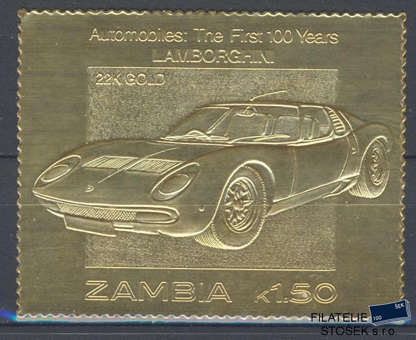 Zambia známky Mi 100 let Automobilu - 22K Gold - Lamborghini