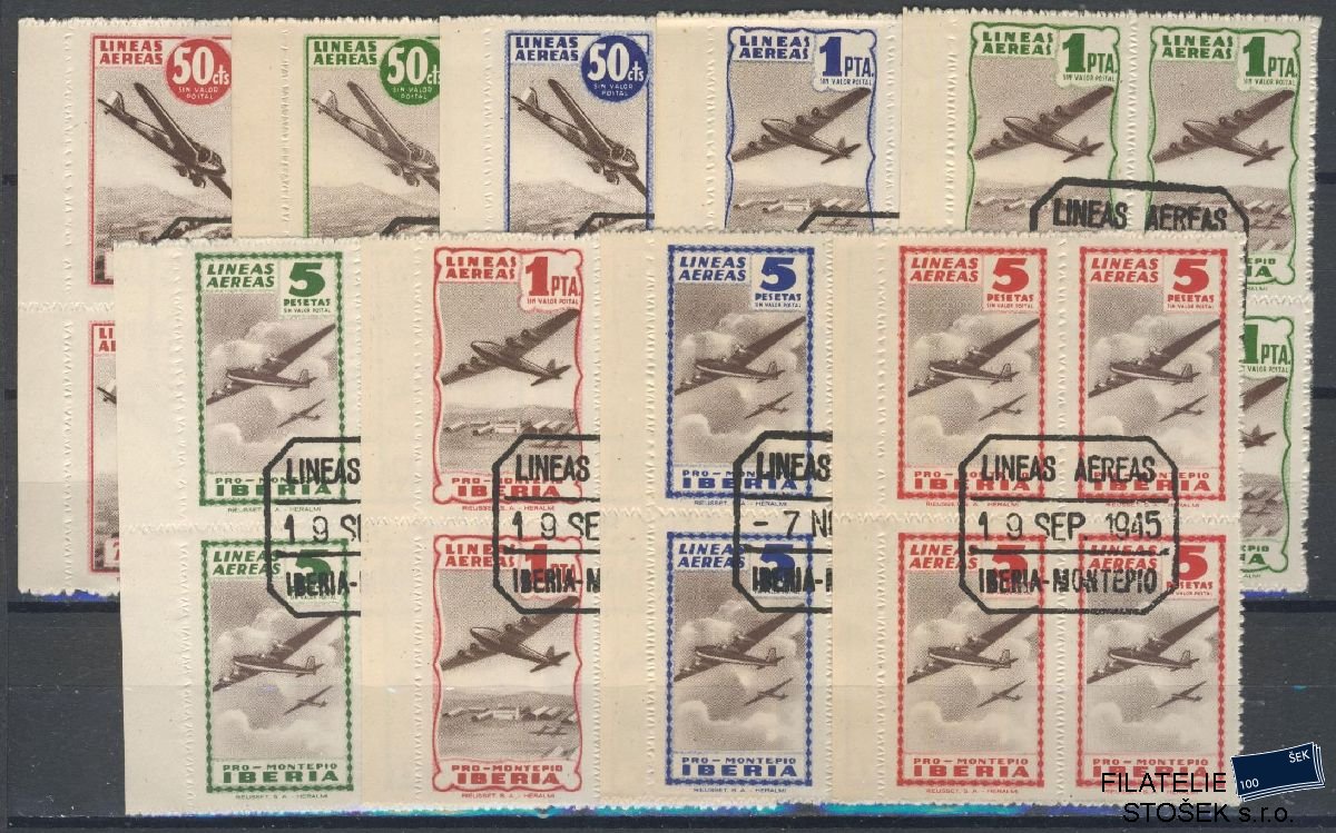 Španělsko známky - Iberia Airlines Airmail - 4 Blok