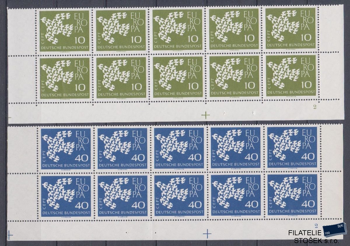 Bundes známky Mi 367-68 10 Blok Dz