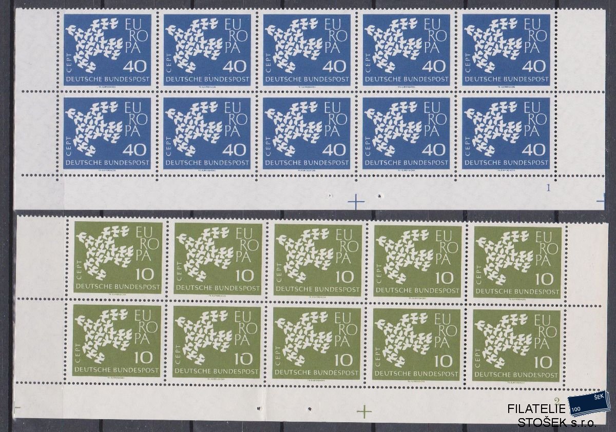 Bundes známky Mi 367-68 10 Blok Dz