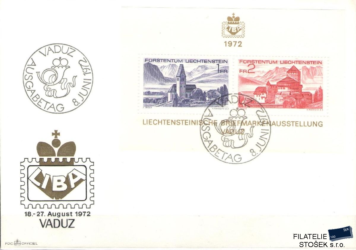 Liechtenstein celistvosti Mi Blok 9 FDC