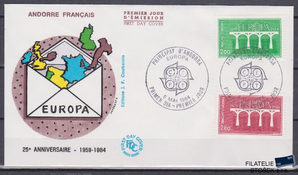 Francouzská Andora celistvosti Mi 350-51 FDC