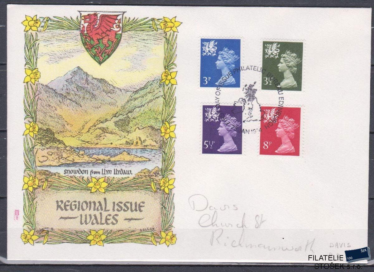 Anglie - Wales celistvosti Mi 15,16,17,19 FDC