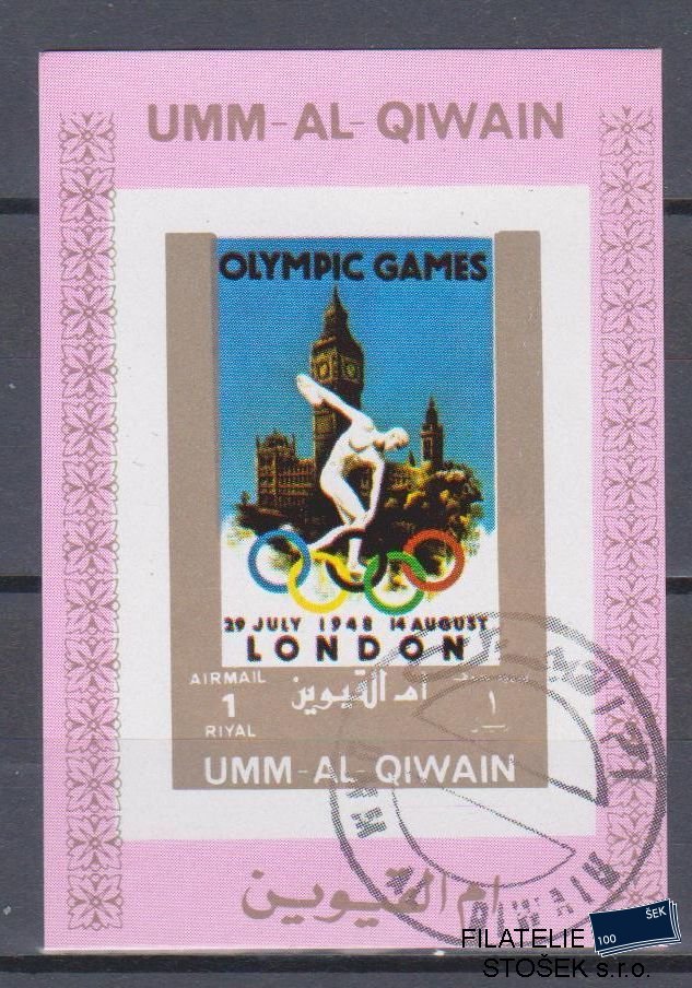 Umm al Qiwan známky - Sport - Blok