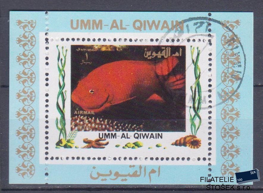 Umm al Qiwan známky - Ryby - Blok