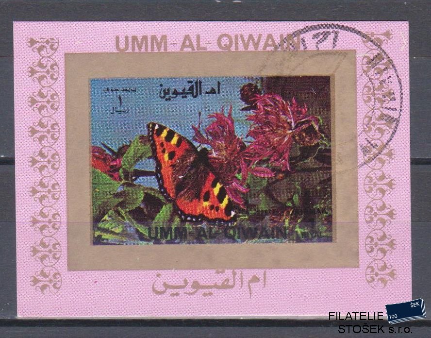 Umm al Qiwan známky - Motýli - Blok