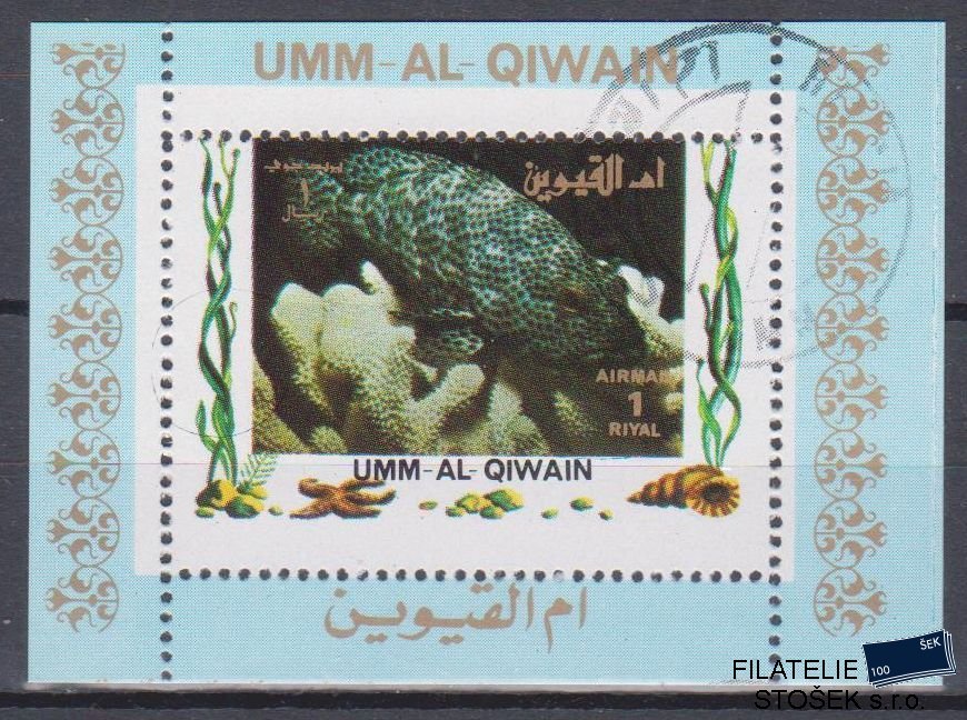 Umm al Qiwan známky - Ryby - Blok