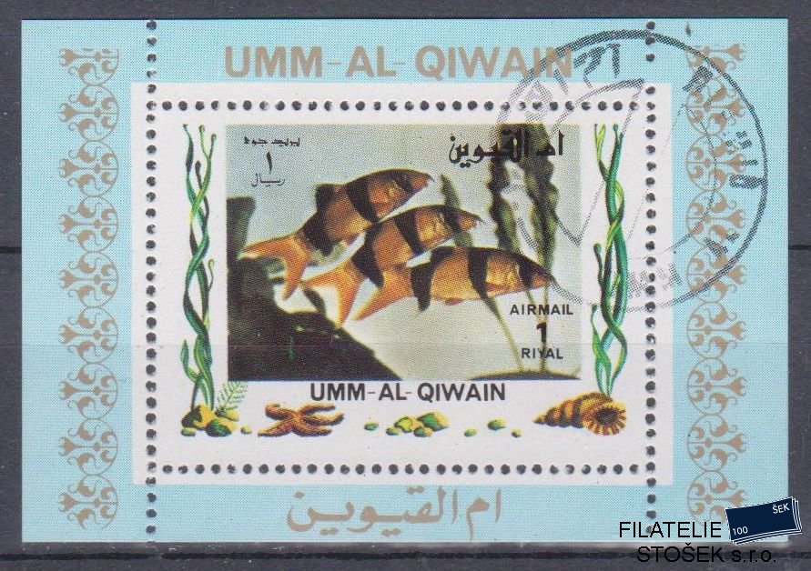 Umm al Qiwan známky - Ryby - Blok