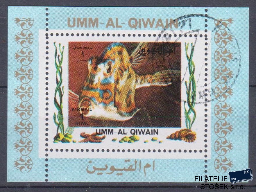 Umm al Qiwan známky - Ryby - Blok