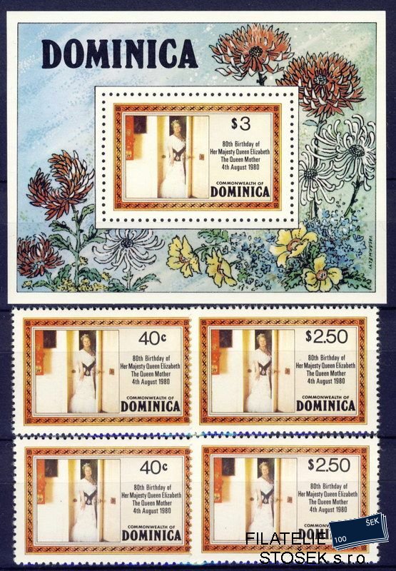 Dominica známky Mi 0688-9 A+C + Block 64