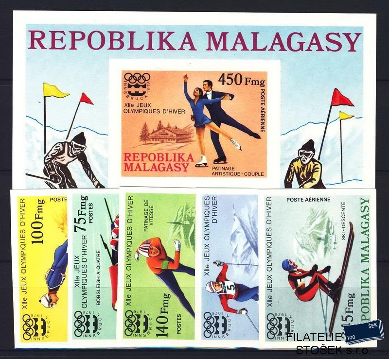 Madagascar známky Mi 767-71 + Bl. 9 B