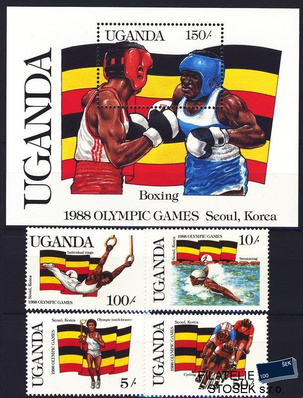 Uganda známky Mi 534-7 + Bl. 70