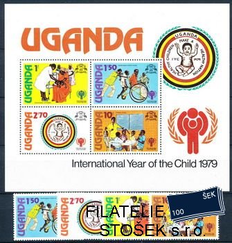 Uganda známky Mi 0203-6+Bl.16