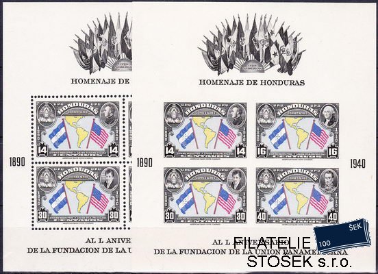 Honduras známky Mi Bl. 1 A+B