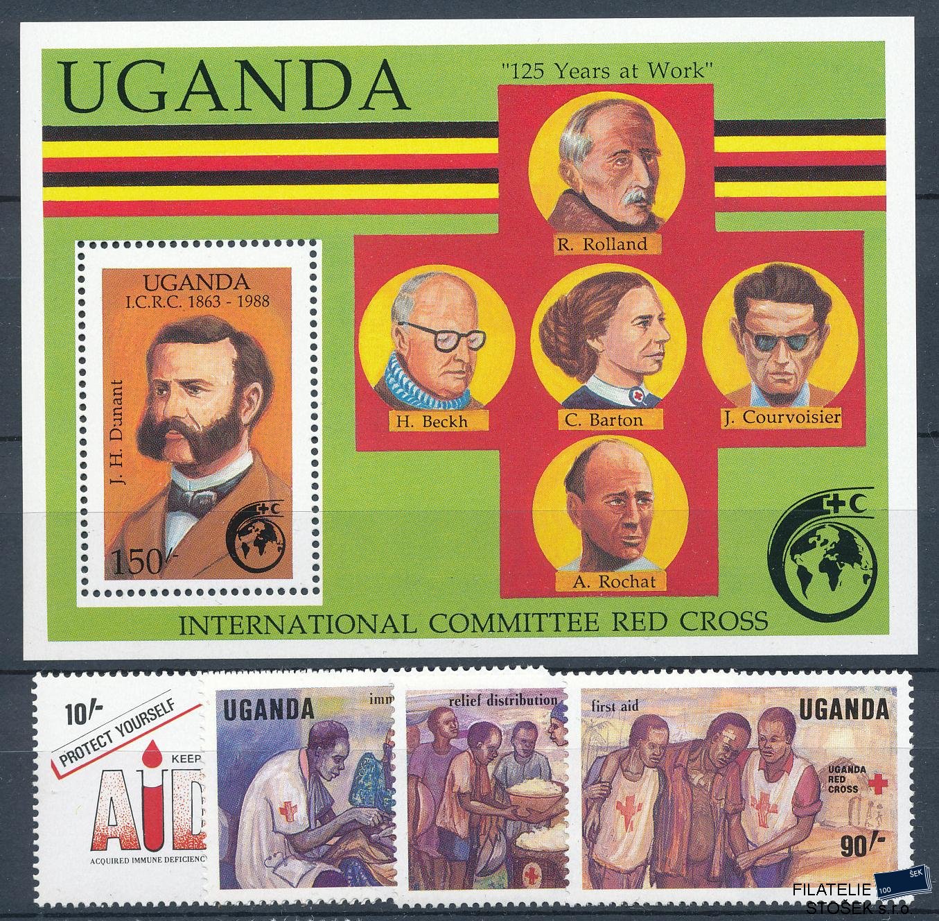 Uganda  známky Mi 602-5 + Bl 82