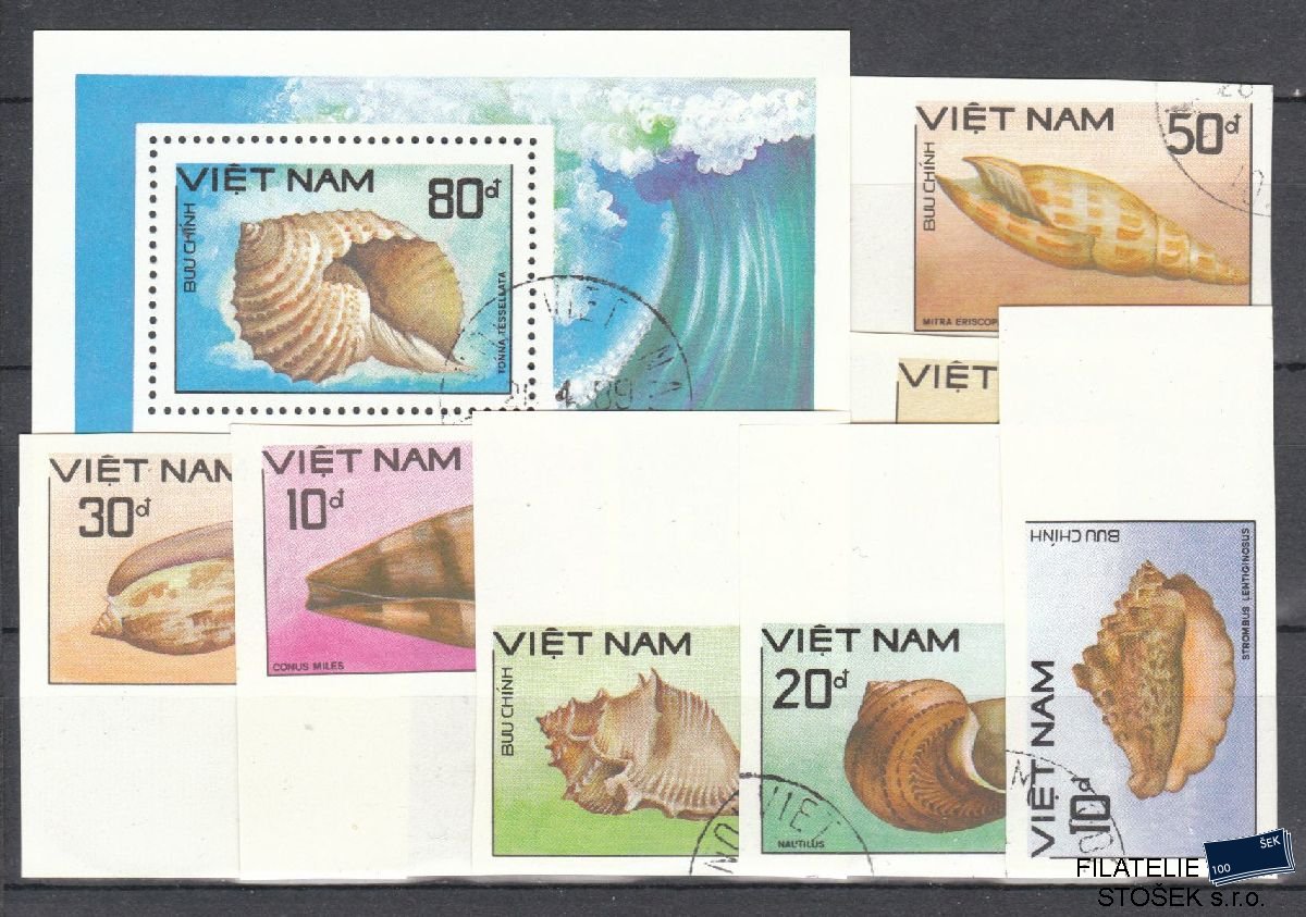 Vietnam  známky Mi 1958-64 + Bl 64 - Stříhané