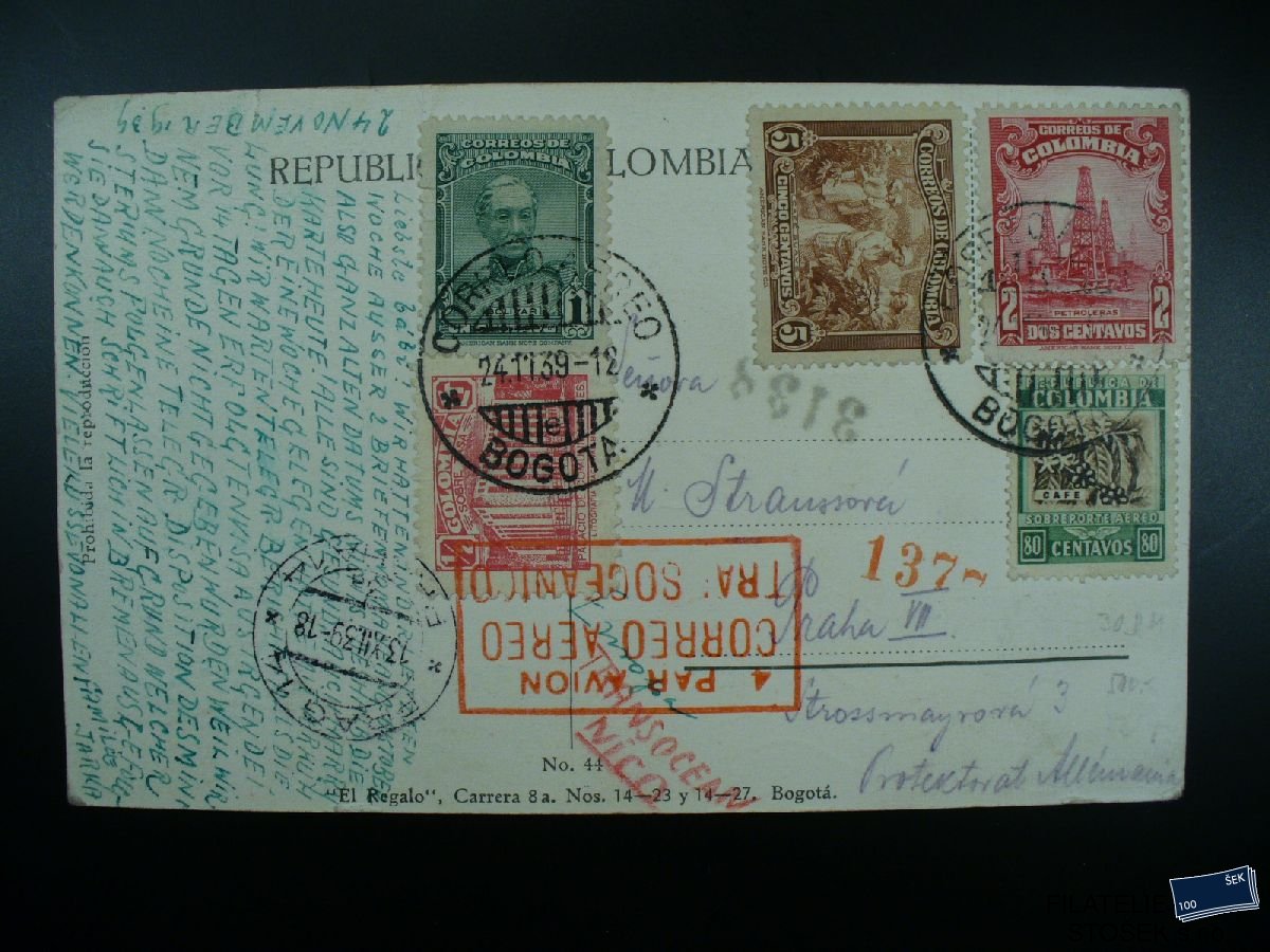 Colombia celistvosti - Bogota - Praha 13.12.1939