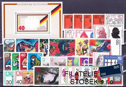 Bundes známky Mi 0791-825+Bl.10 Kompletní ročník 1974 na kartičce A 5