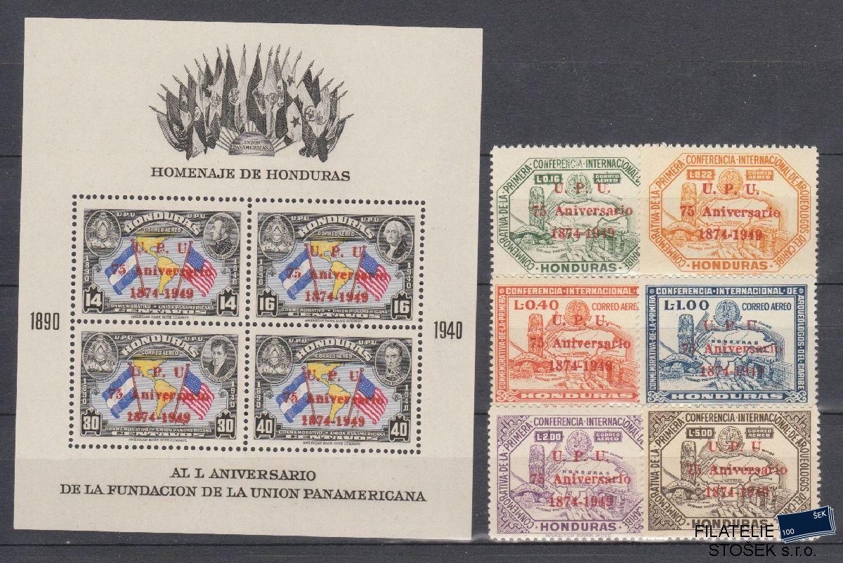 Honduras známky Mi 462-67 + Bl 3