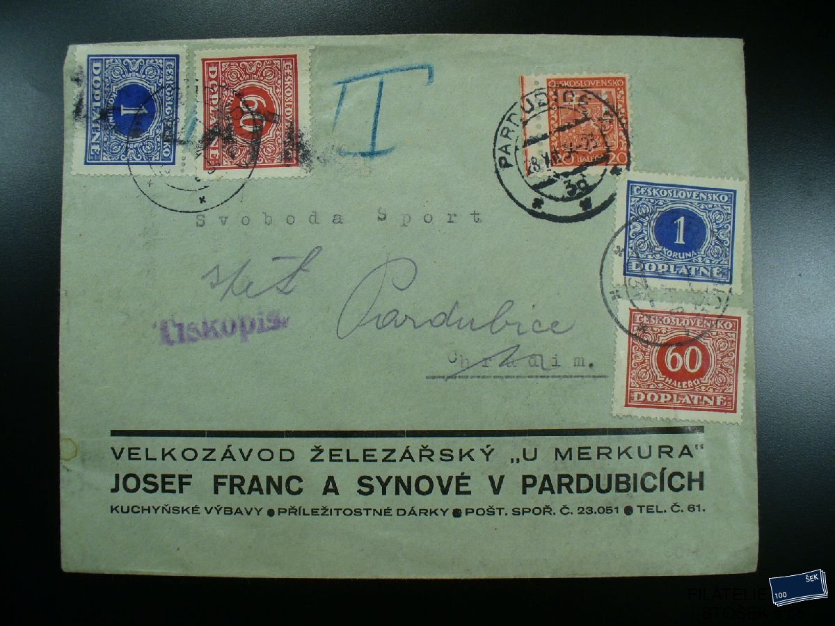 ČSR I celistvost - 250, DL61,DL62 - Pardubice - Chrudim - J. Franc - Železářský velkozávod