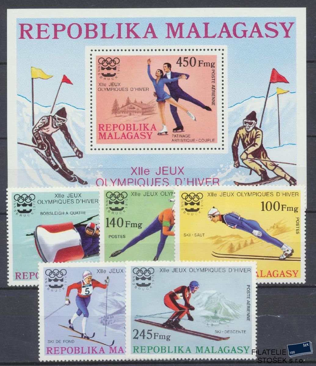 Madagaskar známky Mi 767-71 + Bl 9