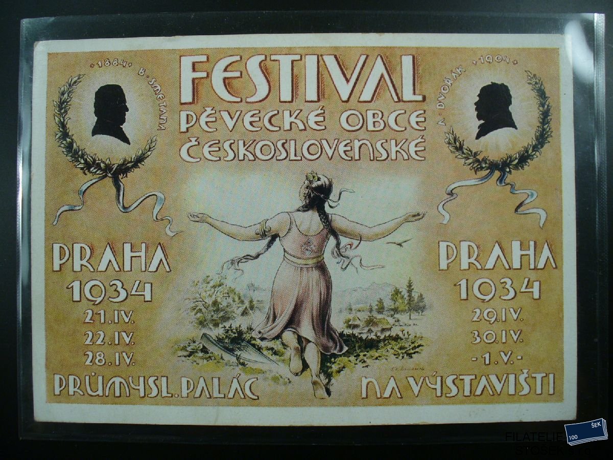 Námětová pohlednice - Výstavy - Festival pěvecké obce 1934