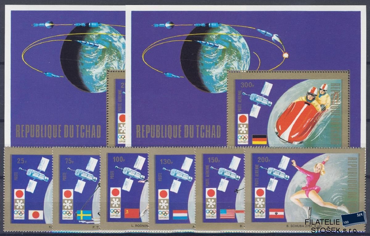 Tchad známky Mi 557-62 + Bl 46-47 - OH 1972